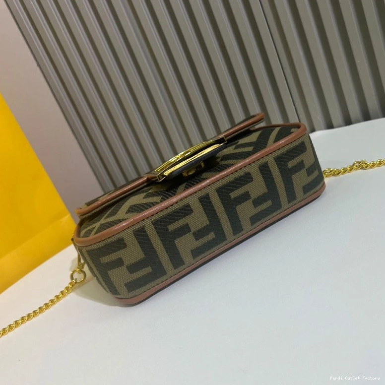 Vintage HOT Motif Mini Baguette Canvas In Fendi FF Bag Green 0811